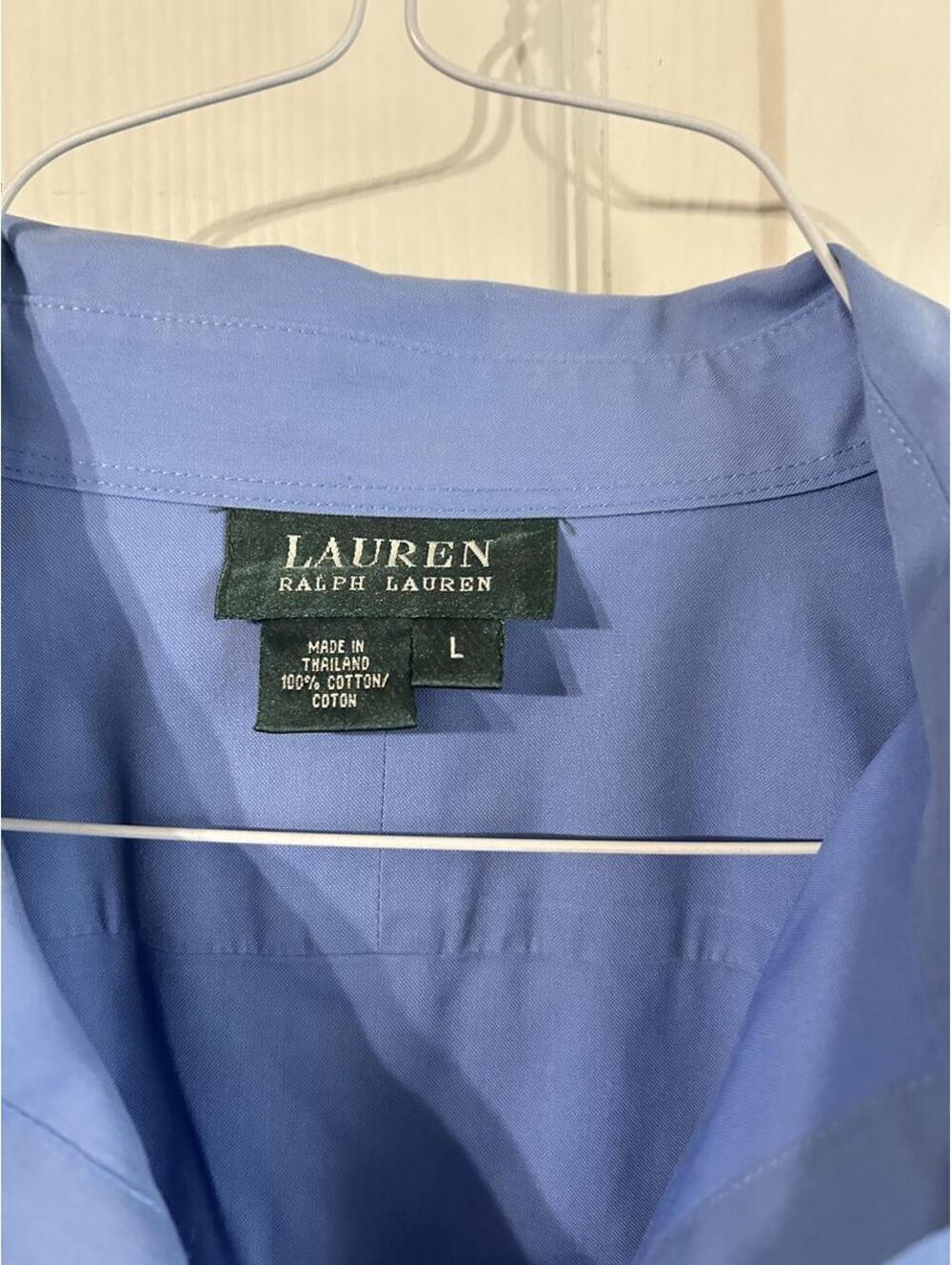 lauren ralph lauren blue cotton button down shirt L - Picture 2 of 5